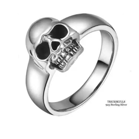 925 Sterling Silver Classic Skull Biker Gothic Punk Ring Sizes 7 8 9 10 11 12 - Picture 8 of 8